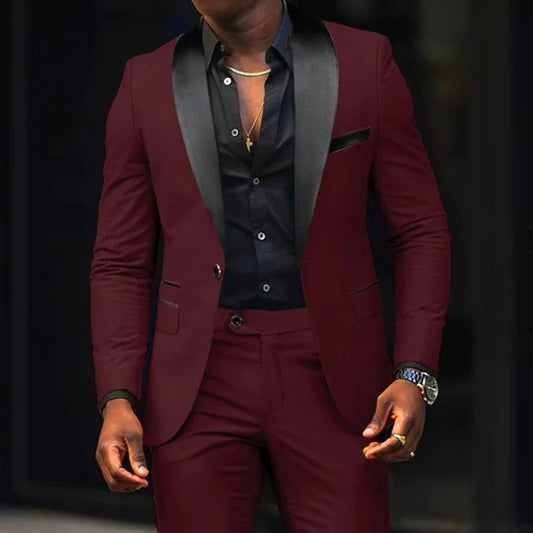 Men's Single Breasted Slim Fit Formal Suit Set – Multi-Color | Wedding, Business & Prom