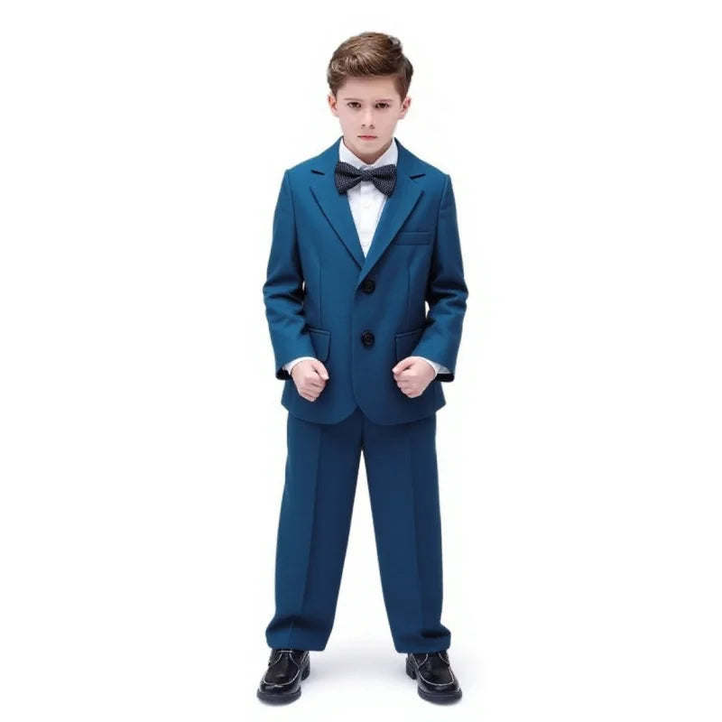 Gentleman Boys Suit Set Kids Blazer Vest Pants Bowtie 4Pieces Party Dress Suit Child's Formal Baptism Birthday Wedding Outfit