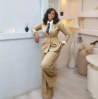 Classic Professional Burgundy Double Breasted Women's Suit Office Formal 2 Piece Jacket Pants Set Casual Daily Streetwear
