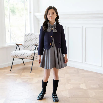 Kids Japanese Navy Jacket Suit Dress School Uniforms Girls British Boys Blazer Formal Outfits Chidren Student Clothes Class Sets