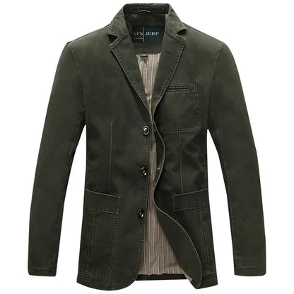 Blazer Pure Cotton Loose Men Fashion Business British Style Casual Three Button Cotton Casual Clothes Single West Coat Blazer