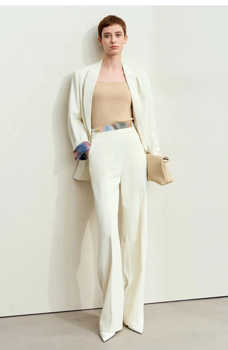 Minimalism Women Tailored Coat 2024 Autumn New Office Lady Lapel Collar Print Patchwork Mid-length Loose Blazer 12443016