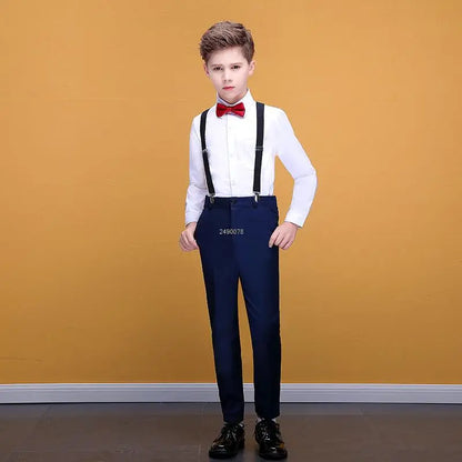 Teenager Kids Tuxedo Costume Children Luxurious Jacket Vest Pants Bowtie 4PCS Photograph Suit Flower Boys Formal Wedding Dress