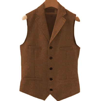 Men's Herringbone Vest – Single Breasted Waistcoat for Wedding & Formal Occasions