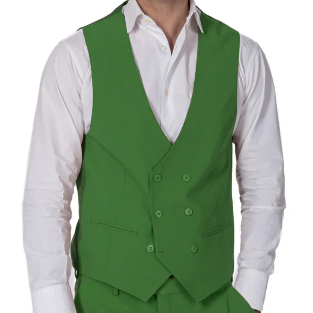 Men Formal Vest Double Breasted Solid Color Waistcoat for Wedding and Business