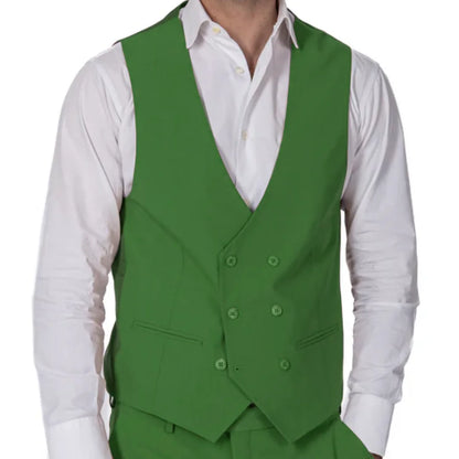 Men Formal Vest Double Breasted Solid Color Waistcoat for Wedding and Business
