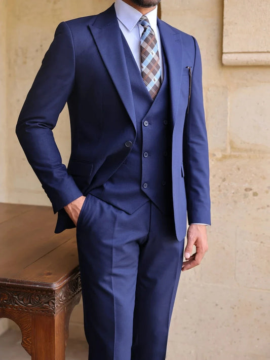 New Arrival Navy Men's Suit Set For Business Party Prom Wear Handsome Classy Slim Fit Dresswear For Men Daily Office Customzied