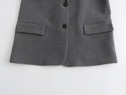 Women's Fashion Versatile Lapel Single Breasted Blazer With Shoulder Pads Female High Street Casual Long Sleeve Jacket Mujer