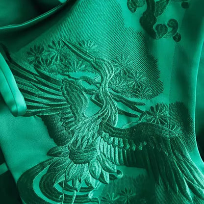 Vintage Chinese Style Vest Outerwear White Crane Embroidered Lacing Waistcoat 2025 Spring Summer Elegant Women's Clothing