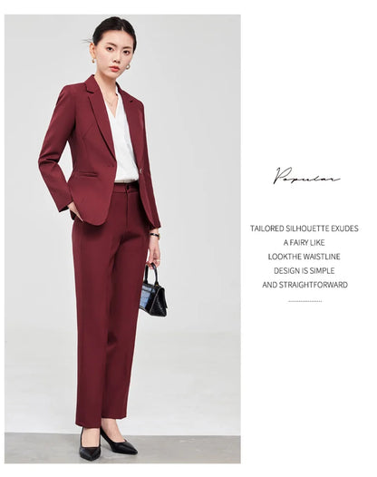 2025 new autumn and winter womens professional business formal fit two-piece suit jacket + pants. Elegant and stylish