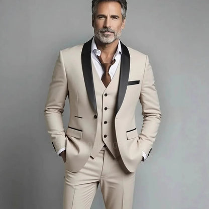 Classic Style 3 Piece Slim Fit Green Men Suit Groom Tuxedos Shawl Lapel Single Breasted Blazer Vest Pants Set Party Men Clothing