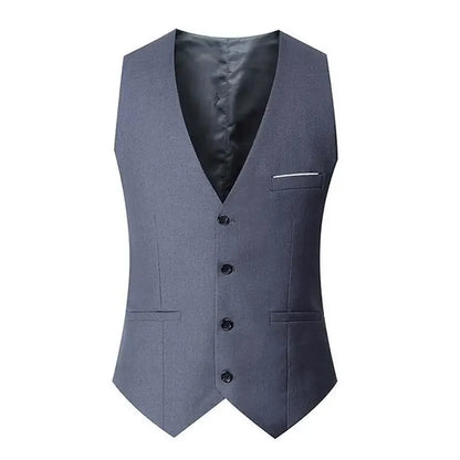 Men's Slim Fit Suit Vest – Single Breasted Waistcoat in Black, Grey & Navy Blue for Business & Formal Occasions