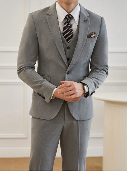 High Quality Elegant Single-Breasted Men Suit Fashion ltalian Style Slim High-end Business Groom Wedding Party Tuxedo 3/2 Pieces