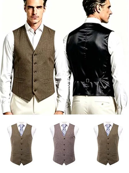 Men's Satin Vest – Classic Brown Slim Fit for Wedding & Business