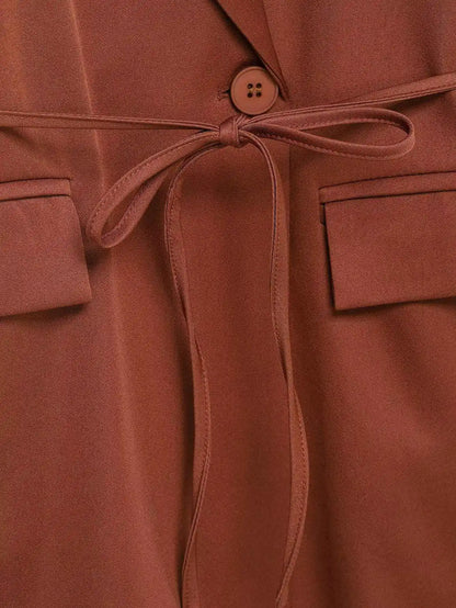 Spring Autumn New Women Blazer Notched Collar Single Button Flying Sleeve Solid Color High-End Elegant Fashion Coat HK18181