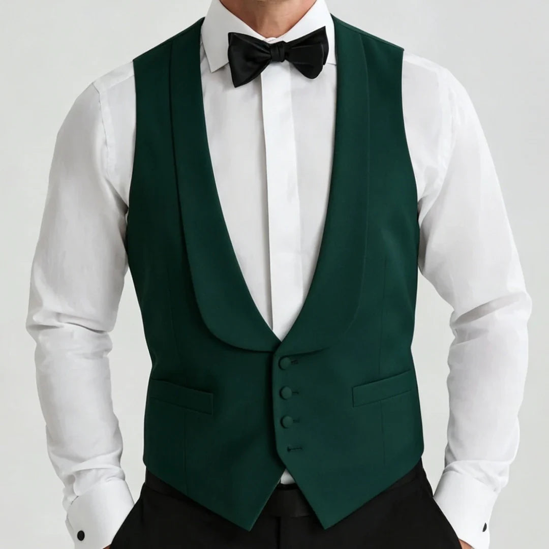 Men's Formal Vest Single Button Lapel Waistcoat for Wedding Banquet and Business