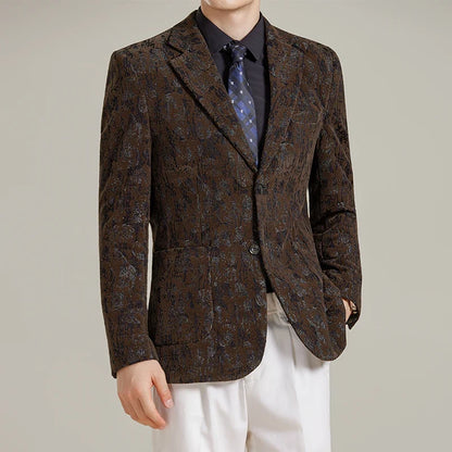 High Quality Autumn Men's Slim Fit Suit Jacket Fashion Plush Jacquard Casual Suit Jacket Street Wear Social Business Blazers 5XL