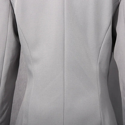 Spring Autumn New Women's Blazer Pleated Waist Cinching Slim Fit Solid Color Elegant Fashion Office Lady Trend Coat HK15496