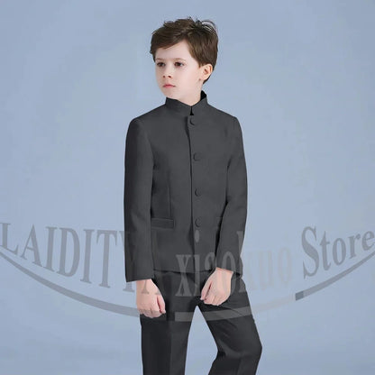 Boy Suits Fashion Stand Collar Single Breasted Outfits 2 Piece Formal Party Tuxedo Daily Casual Slim Children's Clothing