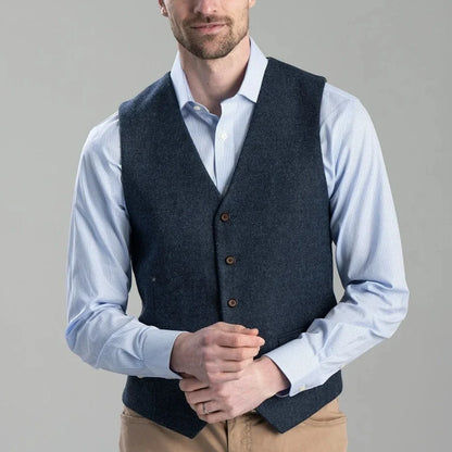 Men's Herringbone Vest Single Breasted Waistcoat for Weddings and Formal Occasions