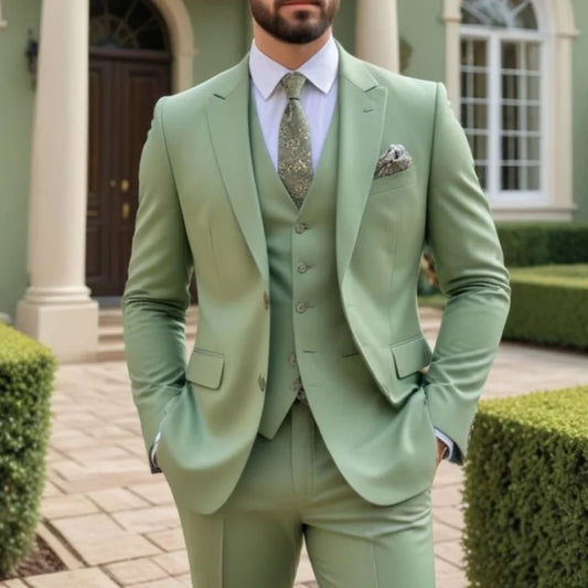 2026 Elegant men's wedding suit, groom suit jacket vest pants 3-piece formal classic whole society clothing