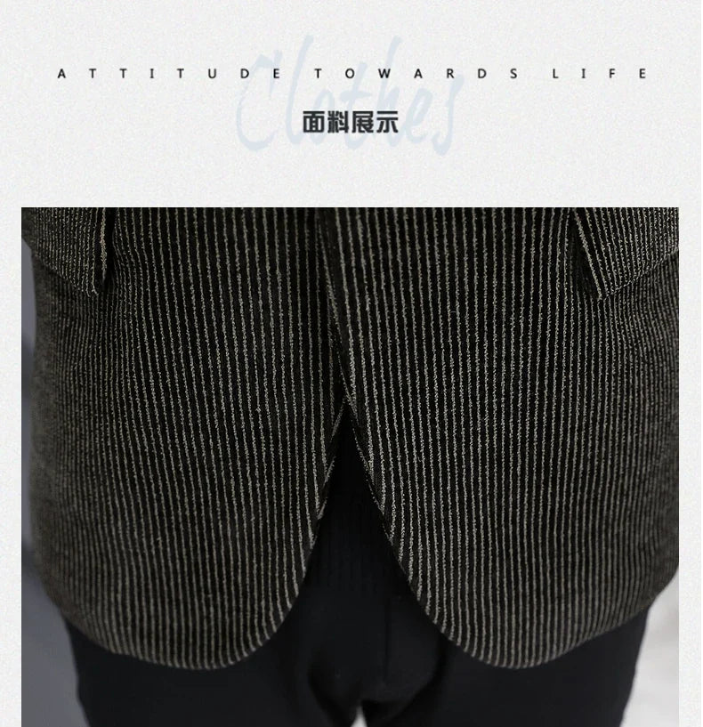 Blazer Autumn/Winter Golden Sable Velvet and Cotton Thickened Thermal Small Suit Fashion Business Men's Slim Blazer