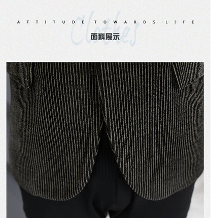 Blazer Autumn/Winter Golden Sable Velvet and Cotton Thickened Thermal Small Suit Fashion Business Men's Slim Blazer