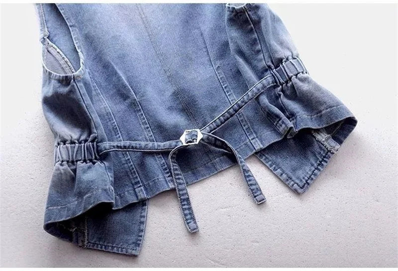 2025 Femme Cowboy Vest Outwear Spring Women Fashion Large Size 5XL Denim Waistcoat Coat Ladies Double-breasted Sleeveless Jacket