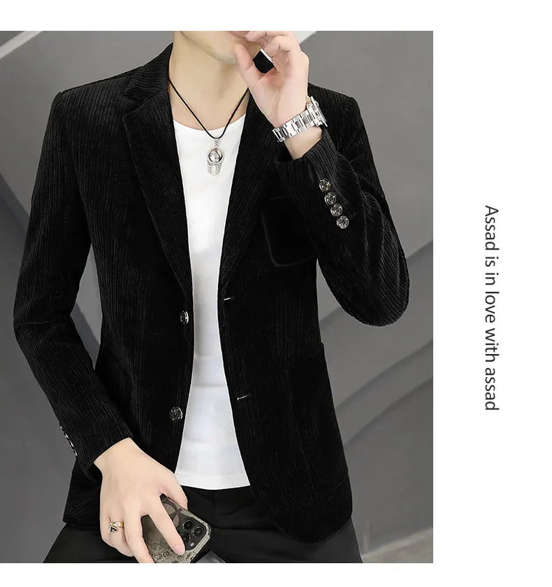 2026 Spring Autumn Corduroy Suit Jackets for Men Business Casual Blazers KoreanSlim Fit Social Office Wedding Suits Coats 4XL