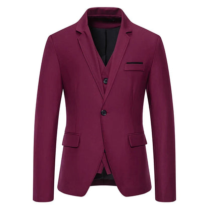 Blazer Men's Fashion Gentleman Solid Color Comfortable Business Color Match with Fake Two Wedding Casual Banquet Slim Suit