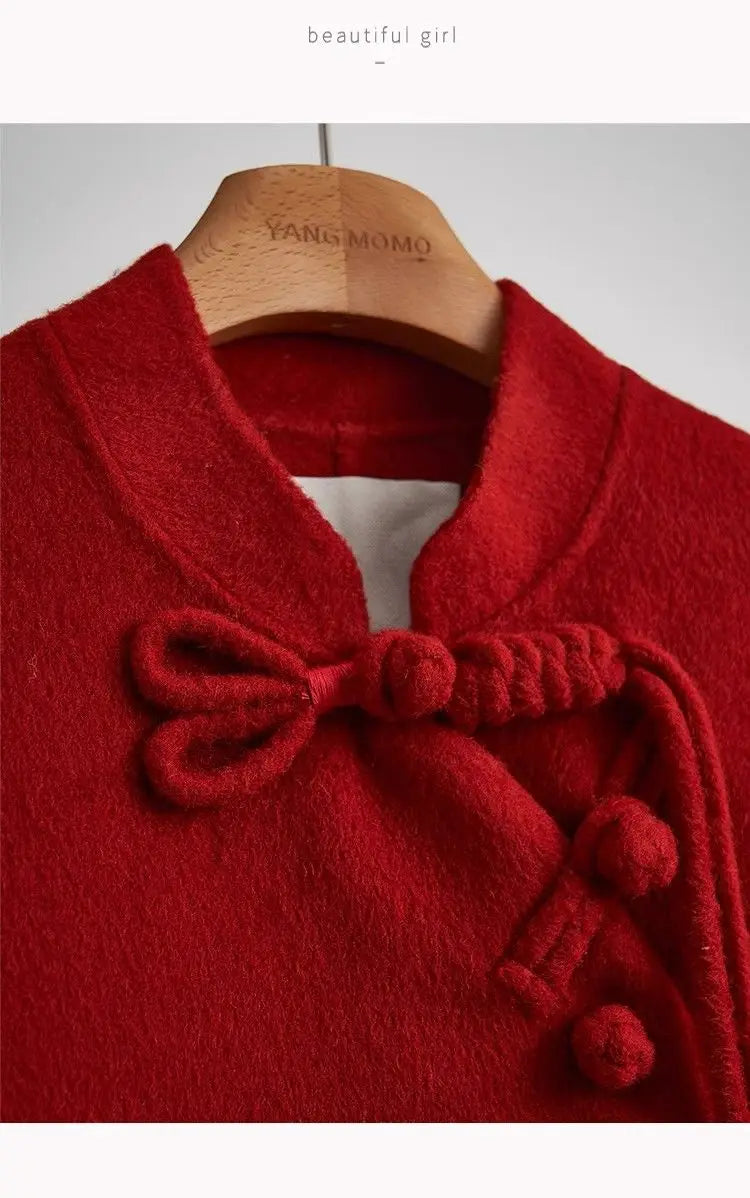 2025 Spring Chinese Style Red Vest Disc Buckle Sleeveless Vest Short Jacket Elegant Chic Women's Tweed Waistcoat