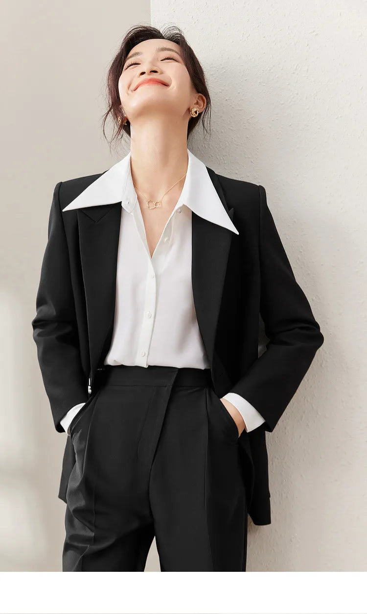 Black Blazer Suit Jacket Women 2026 Spring Fall Fashion Trend Elegant Office Ladies Work Wear Clothing 153XC3230X