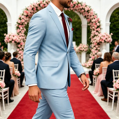 Men's 2-Piece Velour Suit – Slim Fit Blazer and Pants for Wedding, Prom & Formal Occasions
