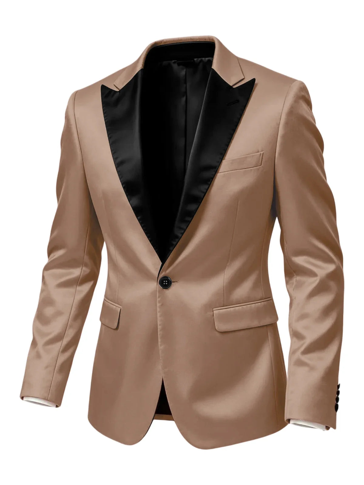 Men'sn Satin Tuxedo Blazer Black Peak Lapel One Button Slim Fit Suit Jacket Formal Business Casual Suit For Wedding Party Prom