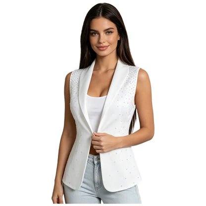 Fashion Sequins Vests Women's Tassel Sleeveless Waistcoat Jazz Dance Costume Shiny Vest 80s Disco Music Festival Party Clubwear