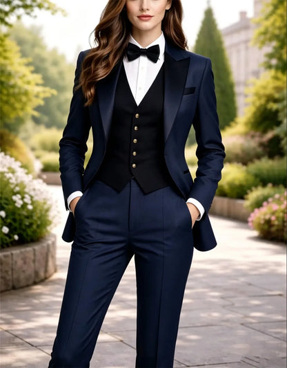 New Women's Suits 3 Pieces Official Event Wear Women's Tailored Blazer Set Formal Outfit (Jacket+Vest+Pants)