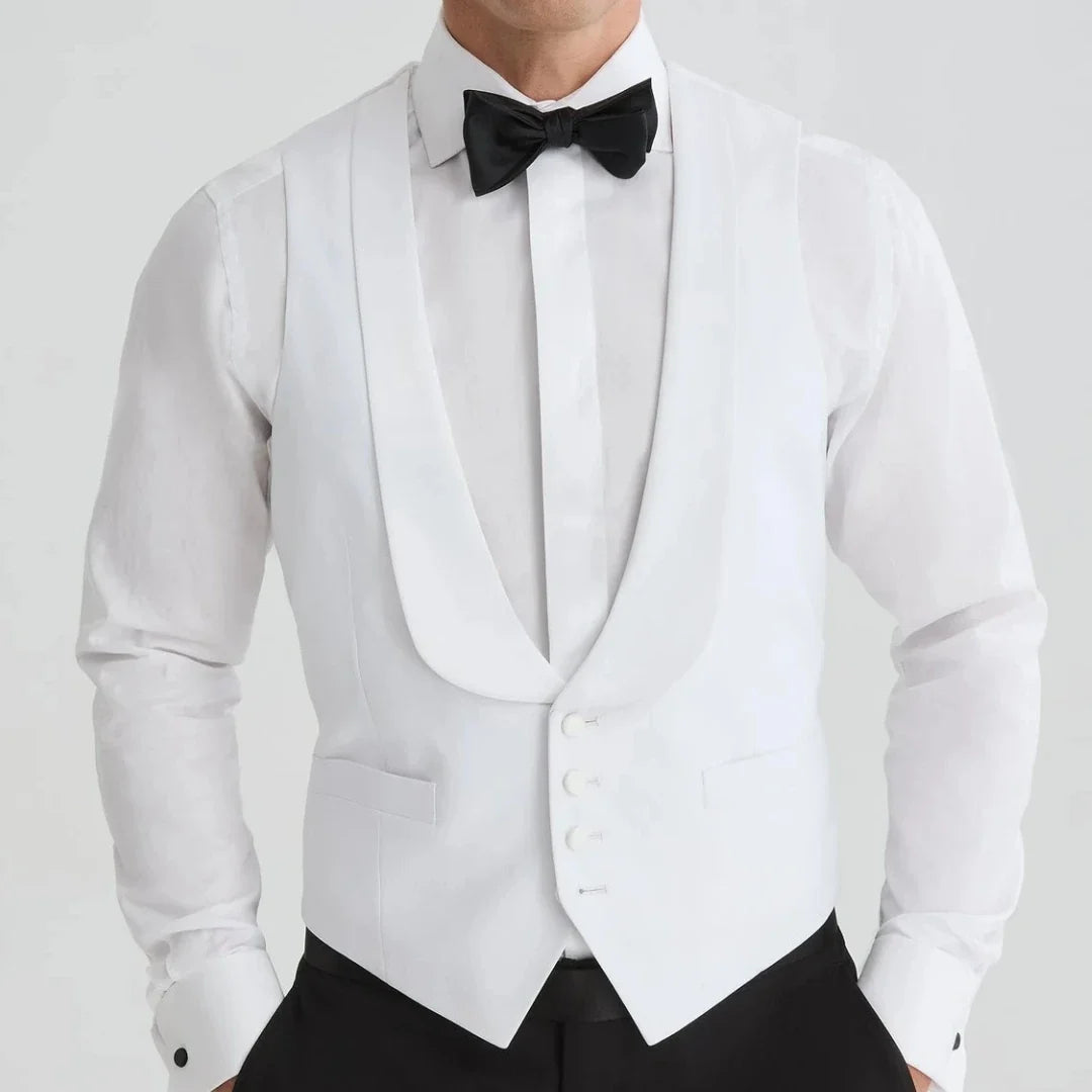 Men's Formal Vest Single Button Lapel Waistcoat for Wedding Banquet and Business