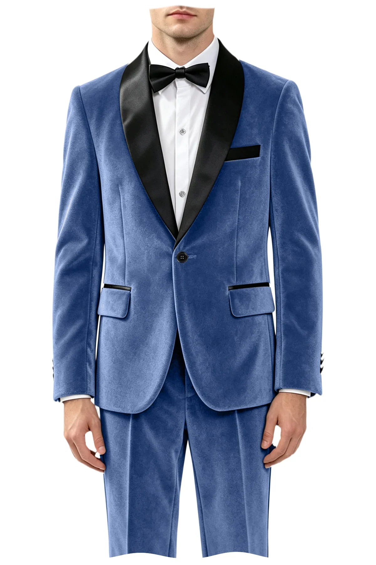 Men's Velvet 2-Piece Tuxedo Suit Satin Shawl Lapel Slim Fit Blazer & Pants for Wedding, Prom & Banquet