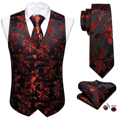 Men's Vest Single-Breasted Formal Waistcoat Floral V-Neck Fit for Wedding Business Party