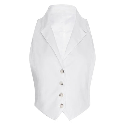 Office Lady Fashion Vest Streetwear Leopard Print Women's Waistcoat Button-down Vests Lapel Tank Top V Neck Vest Workwear Mujer