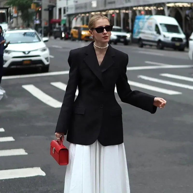 Women's Autumn Winter Slim Waist Chic Blazer Coats Office Ladies Double Breasted Fashion Suits Jacket Women Clothing
