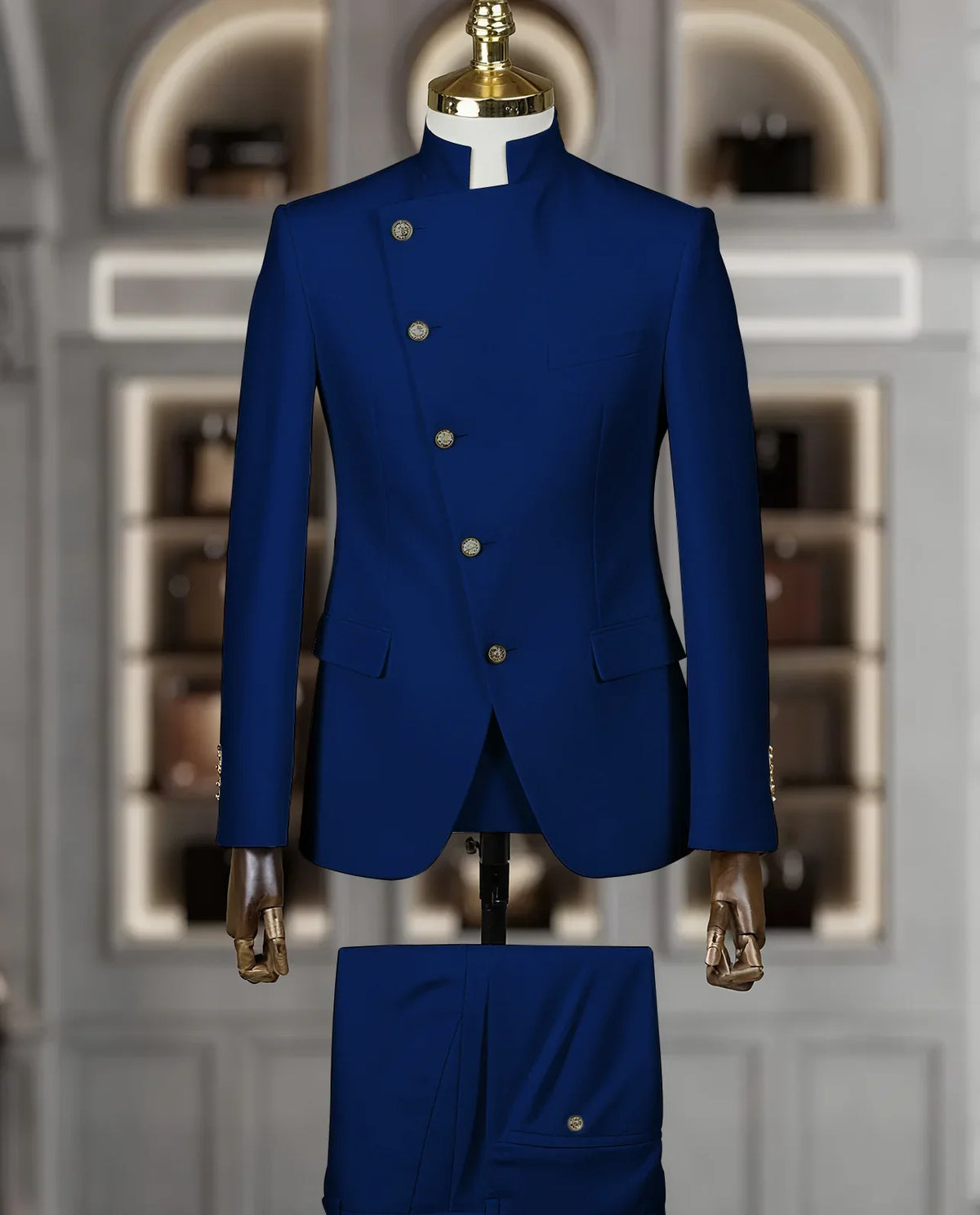 Costume Homme Cintrée 2 Pièces Uni pour Marié, Ensemble Blazer et Pantalon, Formel et Élégant, pour Fête, Bal de Fin d'Année, Banquet (Veste + Pantalon)