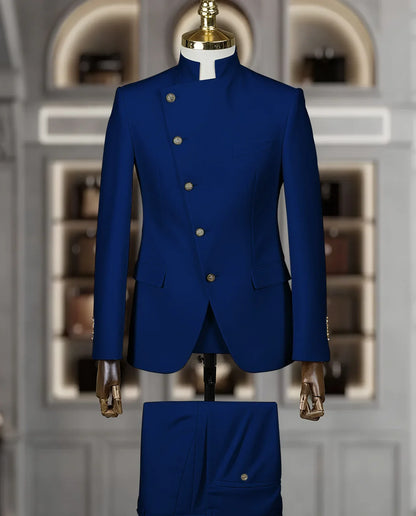 Costume Homme Cintrée 2 Pièces Uni pour Marié, Ensemble Blazer et Pantalon, Formel et Élégant, pour Fête, Bal de Fin d'Année, Banquet (Veste + Pantalon)