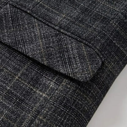KIDWHXR Men Suit Coat Slim Plaid Turn Down Collar Male Blazer British Style Single-breasted Business Casual Man Outerwear
