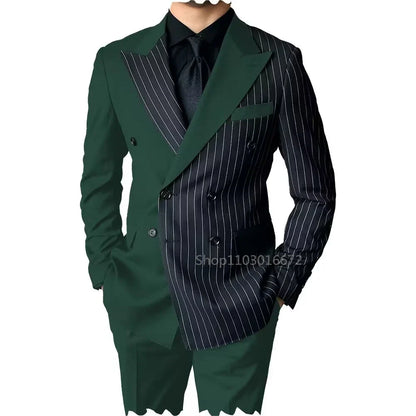 2 Piece Men's Wedding Suits Groom Tuxedos with Peak Lapel Double Breasted Blazer And Pants Set for Prom Business Costume Homme