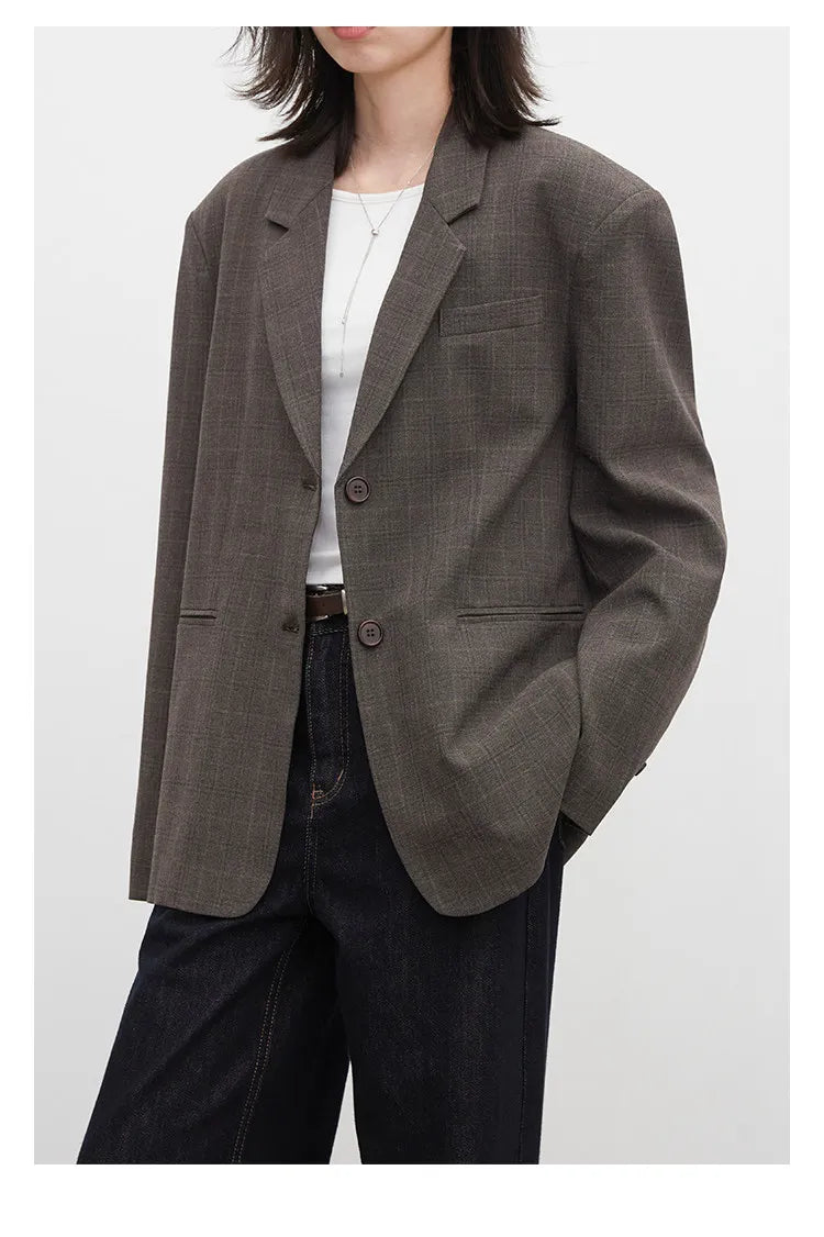 New Women Blazers Single-breasted Loose Casual Retro Striped Office Ladies Suit Jacket Female Coat Spring Autumn 2026