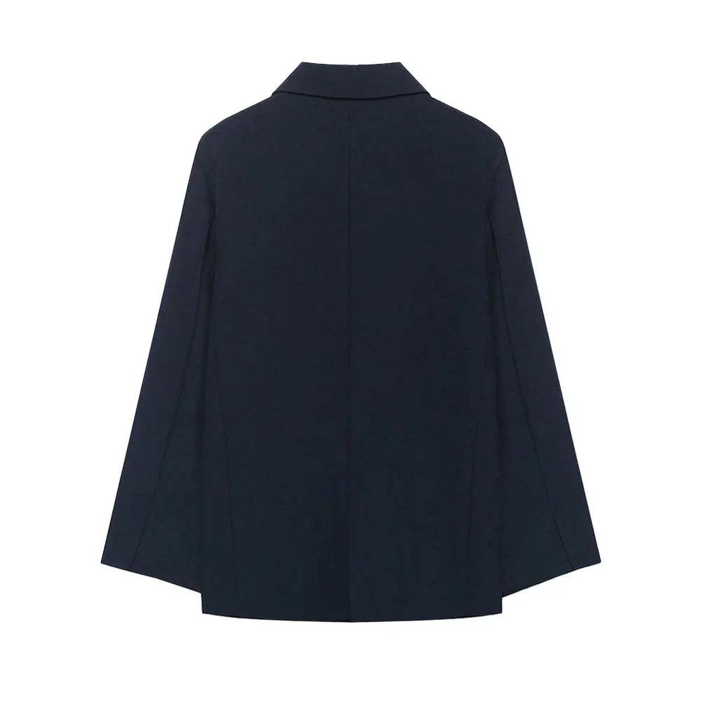Women's Solid Color Blazer Coat Long Sleeve Front Button Office Wear Casual Chic Outerwear Top