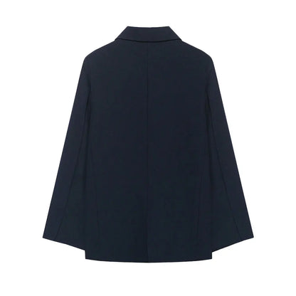 Women's Solid Color Blazer Coat Long Sleeve Front Button Office Wear Casual Chic Outerwear Top