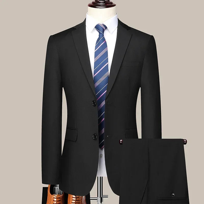 Men's Suit Blazer and Pants Smart Casual Slim Fit Wedding Business Formal Set