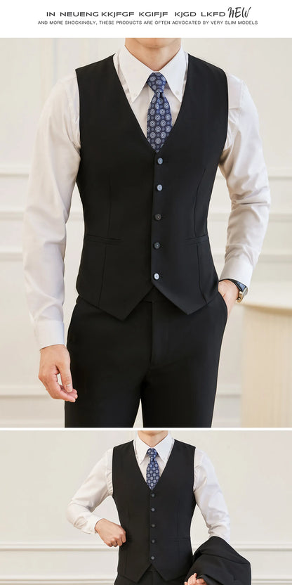 High Quality Elegant Single-Breasted Men Suit Fashion ltalian Style Slim High-end Business Groom Wedding Party Tuxedo 3/2 Pieces
